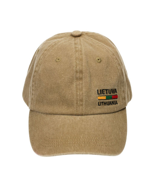 Ruda kepurė nuo saulės su užrašu Lietuva ir trispalve